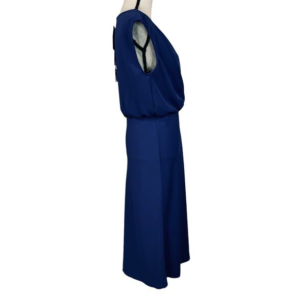 Amanda Uprichard Medium Matthews Midi Dress Surplice V-Neck Sleeveless Slit Blue - Picture 5 of 10